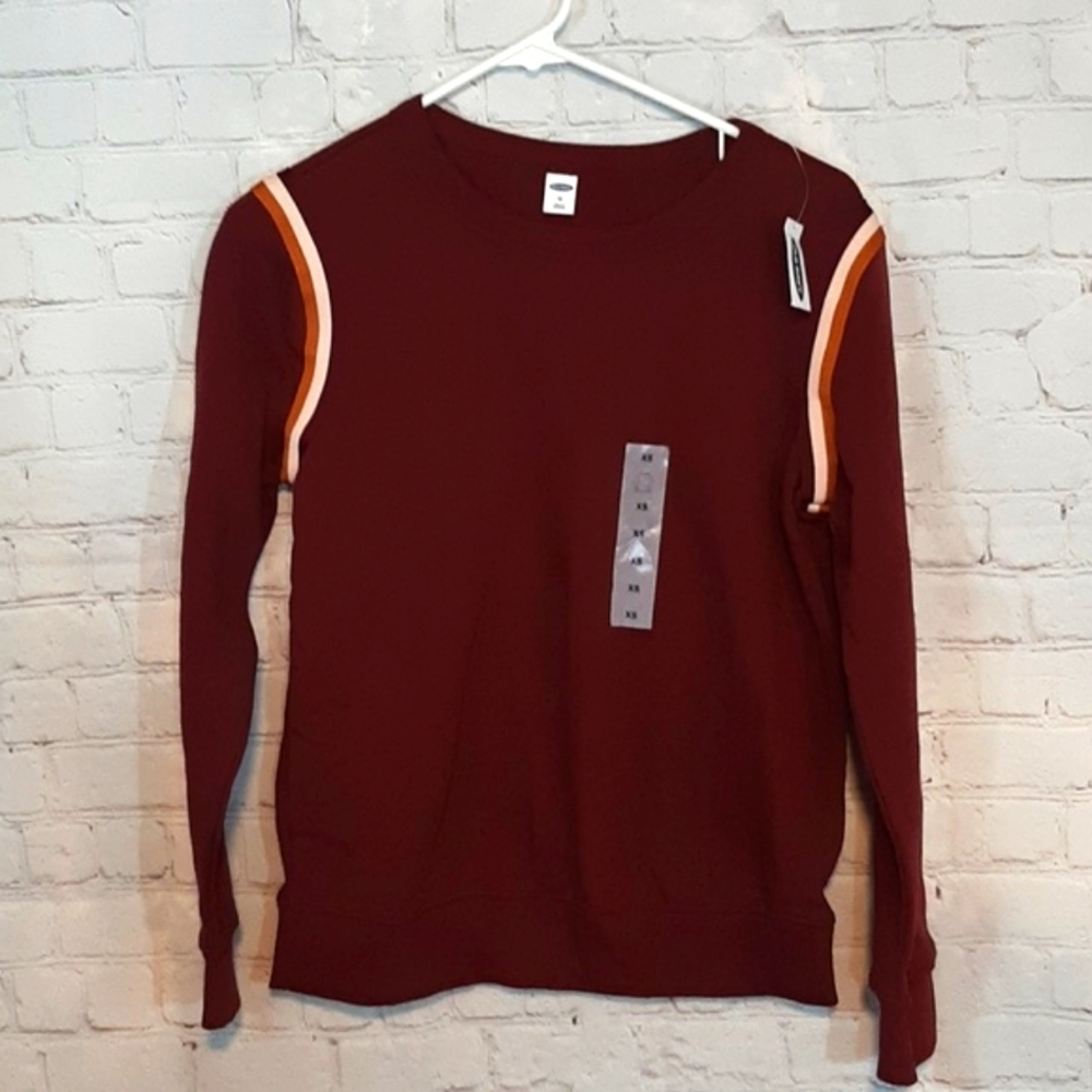 Old Navy Woman's Henely   Burgundy Soft Fleece Sweatshirt‎  Top NWT  XS